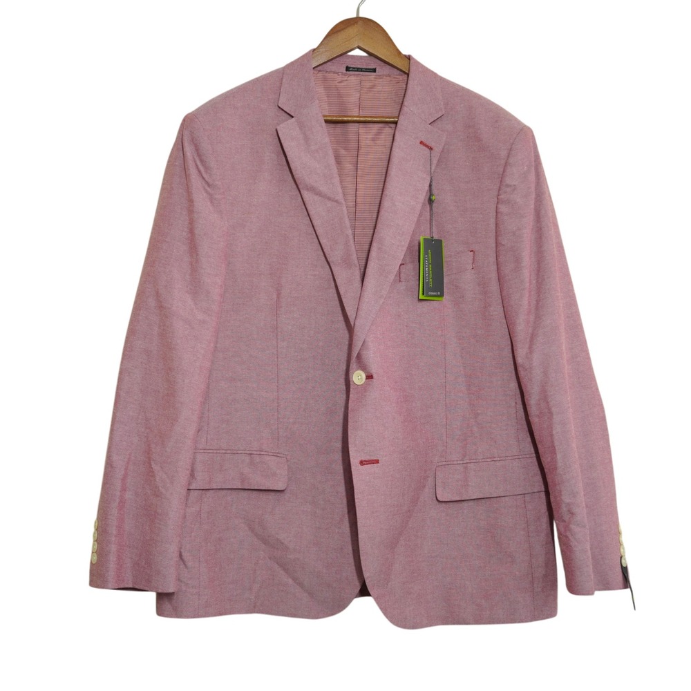 John Bartlett Men's 48R Red Cotton Blazer Sport Coat Beacon NWT Summer Wedding